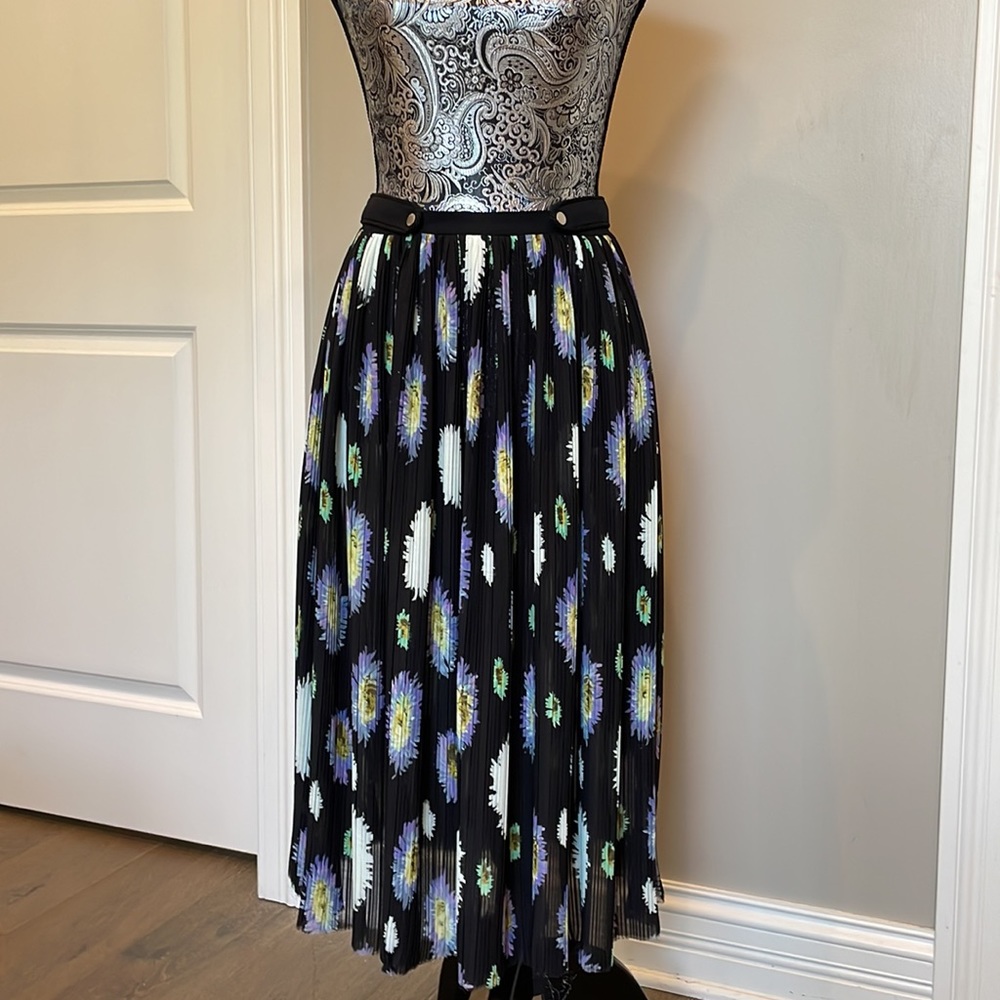 KENZO Black Floral Silk Skirt
